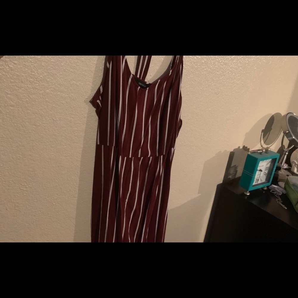 Maroon and white striped romper